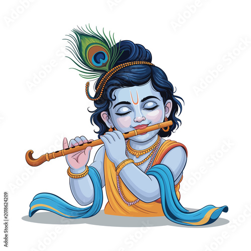 Krishna Janmashtami Vector Illustration.