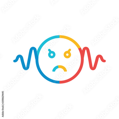 Fotografie Sad Face Icon With Stress Waves