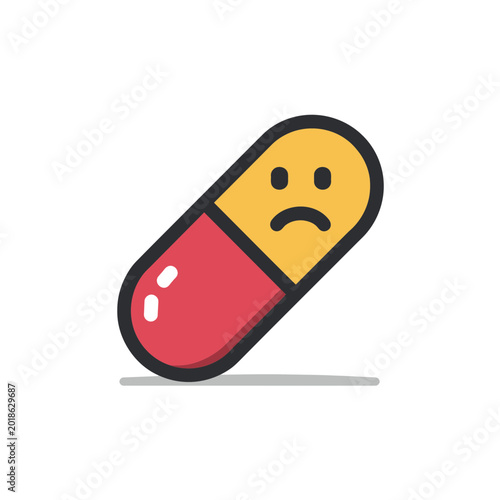 Canvas Print Sad medicine capsule with unhappy face
