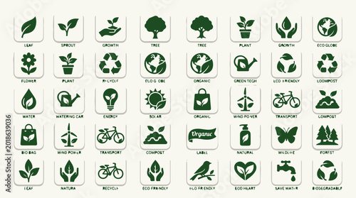 Slika na platnu Minimalist eco-friendly recycling symbol icon with green and white color scheme