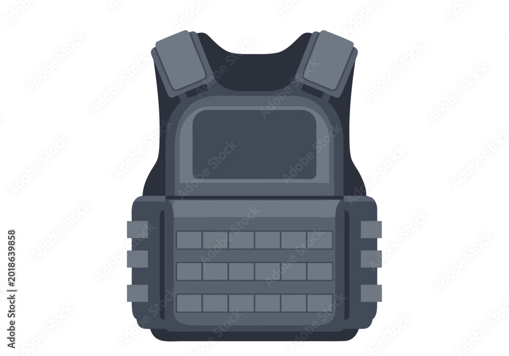 Naklejka premium Tactical Vest Protection Gear Vector Illustration for Military and Security Applications, Ready for Your Design Projects