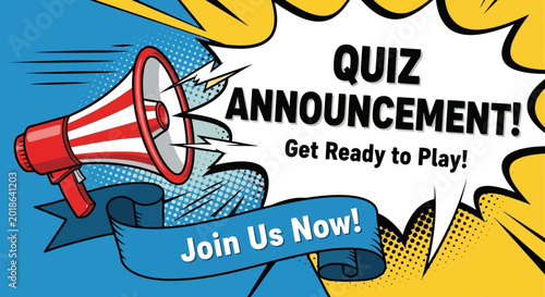 Cuadro en lienzo Quiz Announcement Get Ready to Play Join Us Now Megaphone.