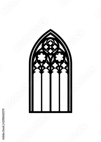 Bold Gothic Arched Window Frame Icon - Minimalist Black Design