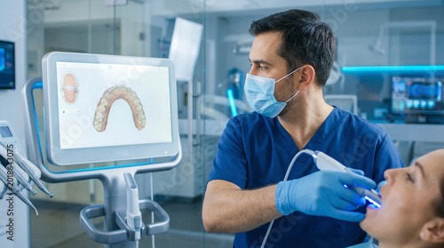 Dentist Scanning Patient Teeth with 3D Intraoral Scanner