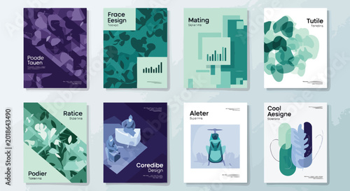 Modern abstract geometric shapes with organic fluid elements and minimalist illustrations, concept for graphic design, branding and digital marketing presentations