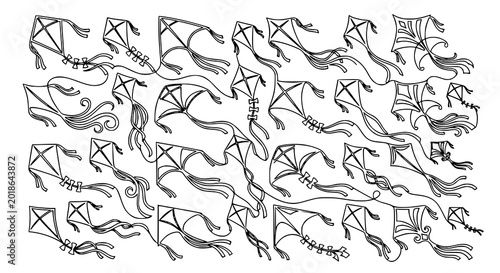 Fotografía Creative kite continuous line art vector with minimalist airborne decorative ill