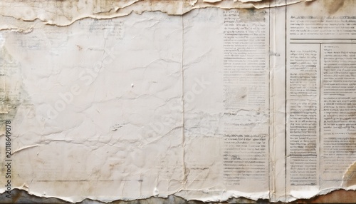 aged newspaper texture white distressed paper surface patterned background with text area retro grunge style