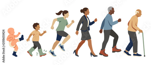 Photos Human Life Cycle Stages Progression, From Infancy To Old Age Concept Illustration