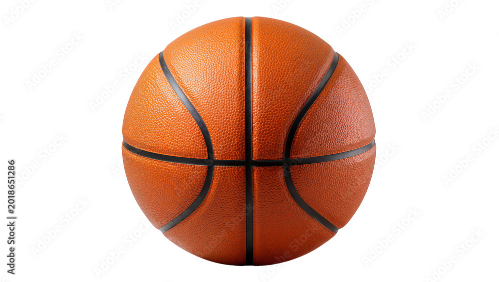Fototapeta premium Orange textured Basketball with black lines and seams