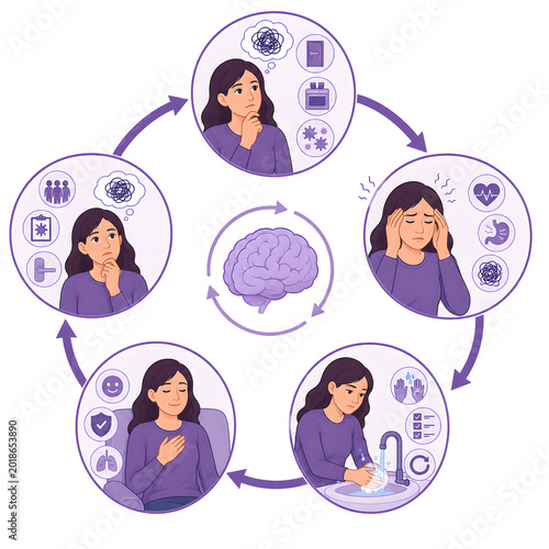 OCD obsessive compulsive cycle illustration