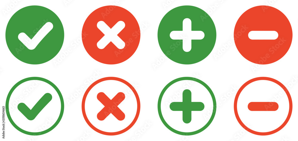 Obraz premium check cross question exclamation icon set