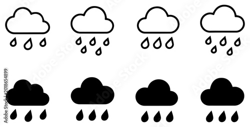 Photos rain cloud weather icon vector set
