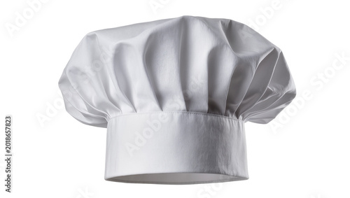 Foto Puffy white chef s toque hat with gathered folds and pleats