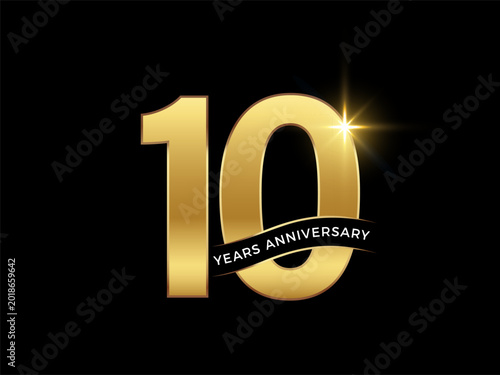 10 years anniversary celebration logo vector graphic.