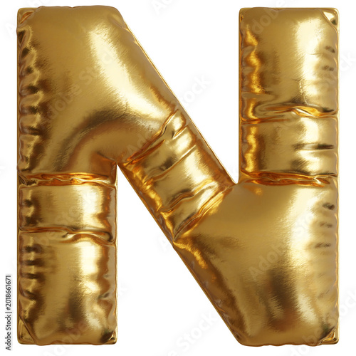 Golden Balloon Letter N