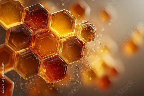 Organic Golden Honeycomb Texture Background with Soft Light.