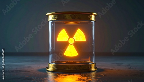Radioactive Symbol in Glass Container - A Cautionary Image.