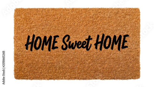 Canvas Print Rectangular Coir Doormat with Black Lettering Saying Home Sweet Home