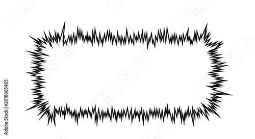 Comic Style Spiky Speech Bubble Frame for Shout or Explosion, Black and White Manga Vector Illustration