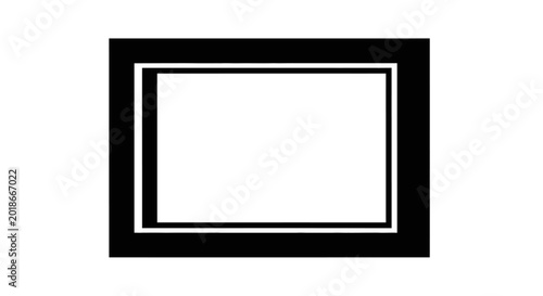 Minimalist black picture frame mockup with white border isolated on white background