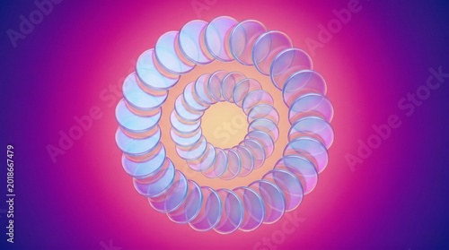 Abstract iridescent floating glass discs gradient design