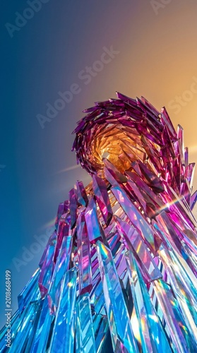 Futuristic iridescent geometric crystal swirl design background