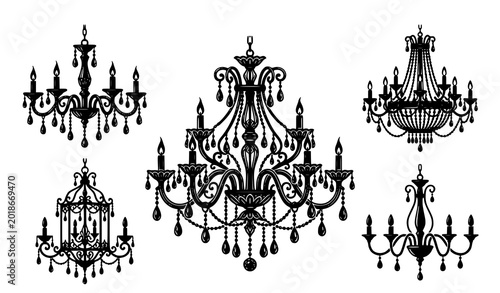 Elegant classical chandelier silhouettes for interior design decor