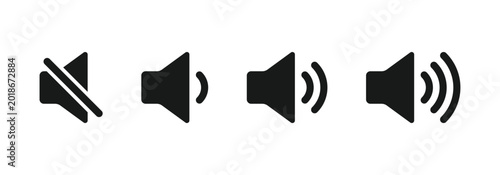 Bild auf Leinwand Speaker Volume Control Icons Set Sound Audio Vector Symbols