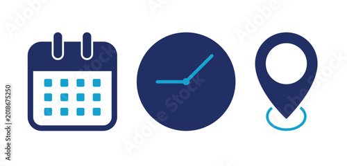 Foto Time date and location icon set