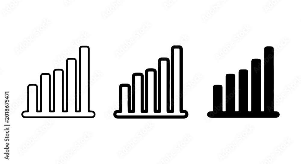 Fototapeta premium Bar Chart Icons: Growth, Data Analysis, Performance Metrics, Vector Set