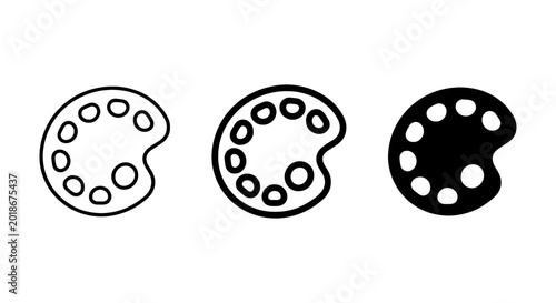 Artist Palette Icons, Paint Mixing Tray Vector Graphics, Creative Art Tools Set