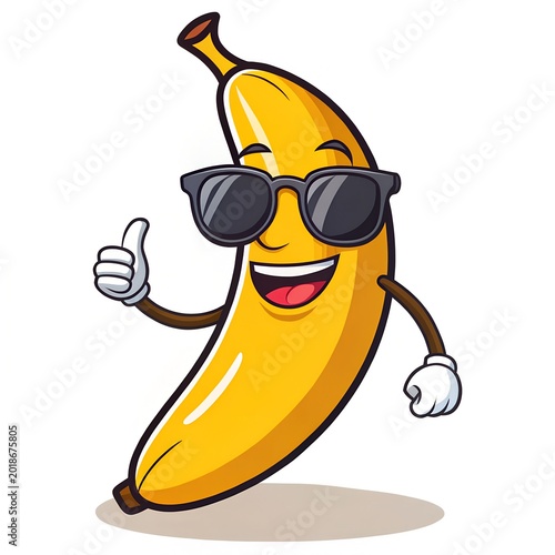 funny banana mascot cartoon logo modern minimalist illustration