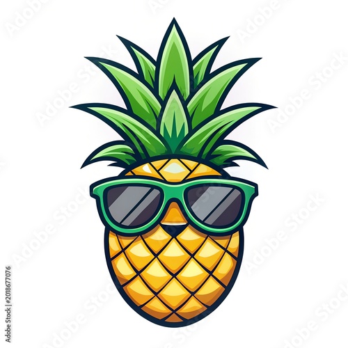 cool pineapple mascot cartoon logo tropical minimalist artwork