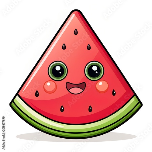 happy watermelon slice mascot cartoon logo modern branding