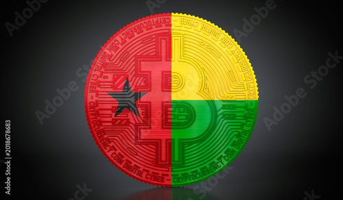 Canvastavla Guinea Bissau - cryptocurrency bitcoin with national flag - 3D illustration
