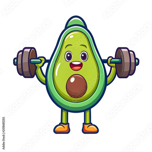 fitness avocado mascot cartoon logo modern minimalist branding
