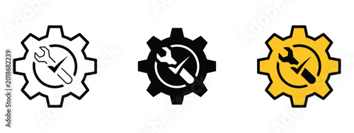 Fotografie Easy installation icon vector, quality support and certified repair solutions sy