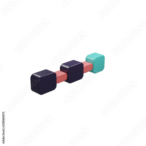 Tableau sur toile 3D Breadcrumb Navigation Path Icon Connected Cubes Navy Coral Teal Transparent B