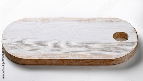 whitewashed wooden serving board isolated on white background