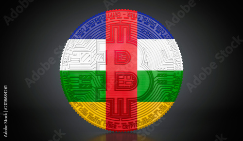 Canvastavla Central African Republic - cryptocurrency bitcoin with national flag - 3D illust