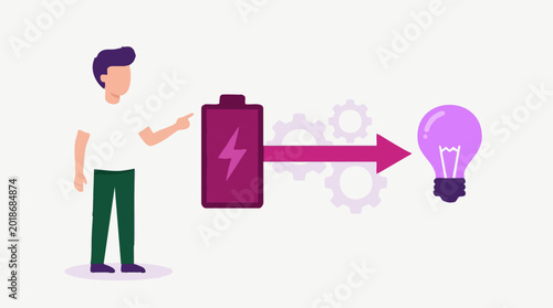 Cuadro en lienzo Concept of converting energy into ideas and innovation process