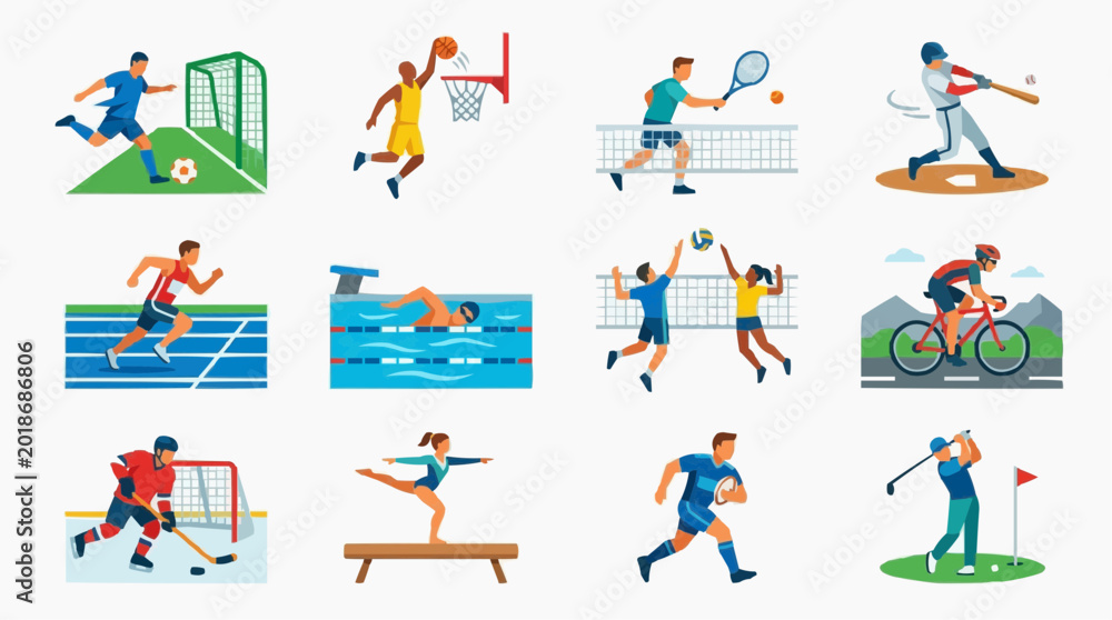 Fototapeta premium Collection of Sports Icons Depicting a Variety of Athletic Activities