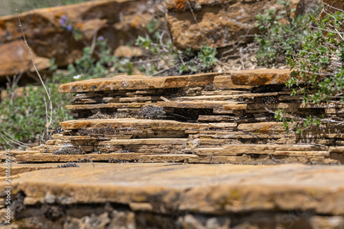 Photos Structure of mountain formations consisting of many flat stone plates