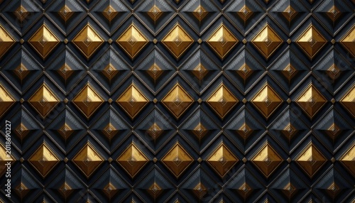 Seamless geometric pattern with repeating diamonds and metallic gold accents