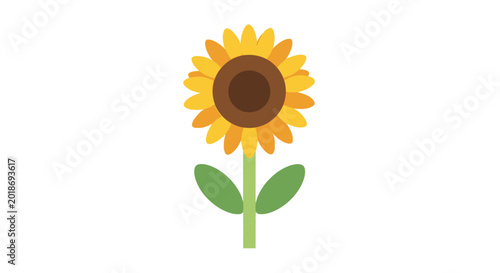 Fotografie Bright Yellow Sunflower with Green Stem.