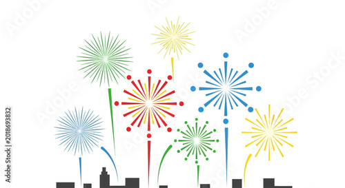 Fotografie Colorful fireworks exploding in night.