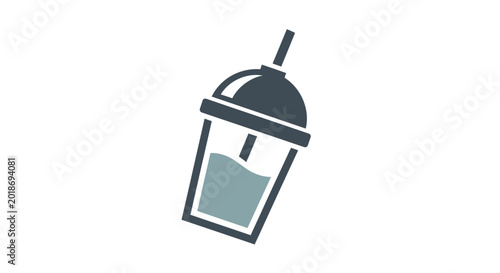 Принти на полотні Frozen drink with straw and lid.