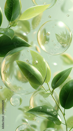 Nature Leaf In Crystal Bubble Pure Organic Background
