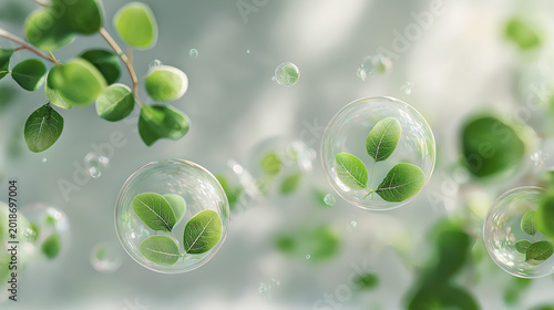 Nature Leaf In Crystal Bubble Pure Organic Background banner