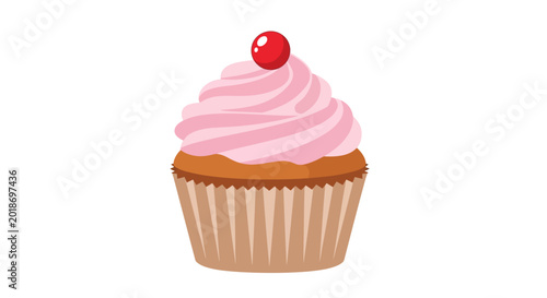 Foto A delicious pink frosted cupcake dessert.
